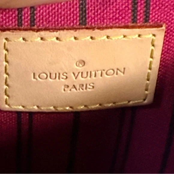 Louis Vuitton Neverfull Monogram Pochette Wristlet Pouch Clutch Red Pink Lining - Picture 2 of 12